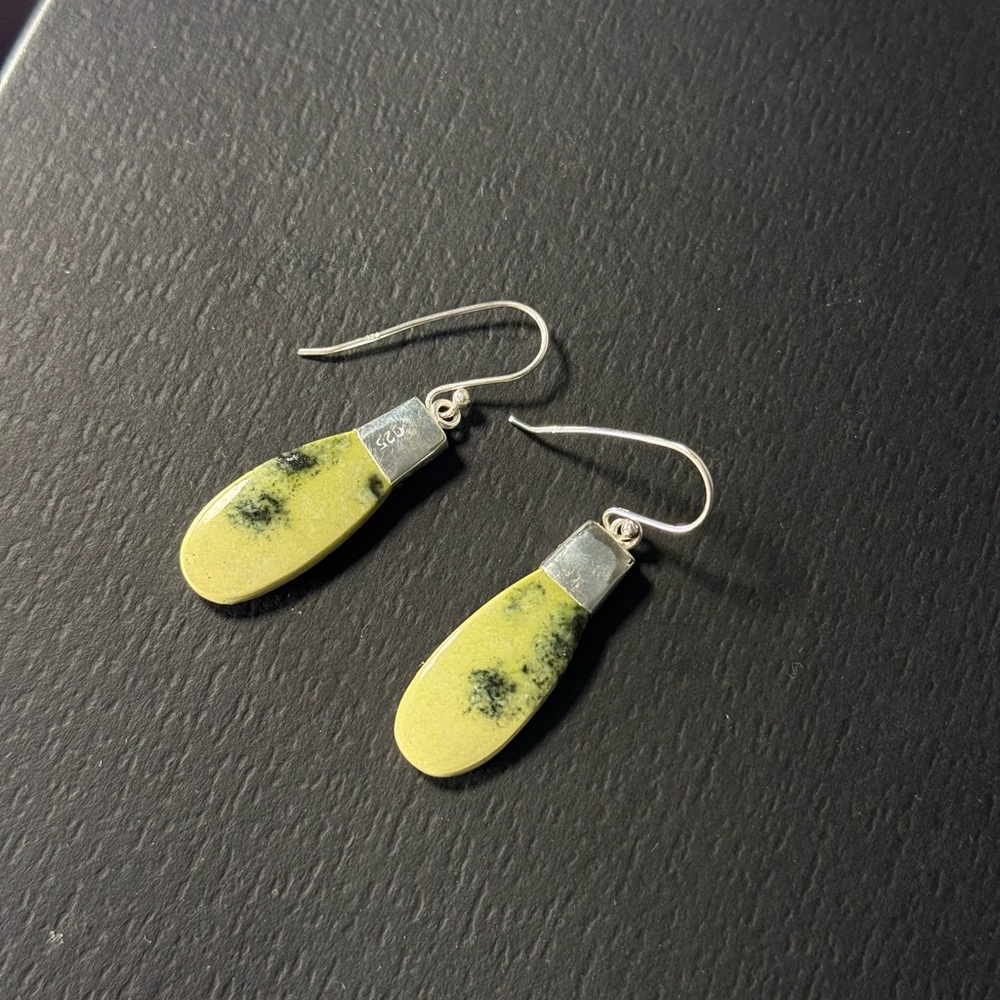 925 Sterling Silver Natural Serpentine Earring